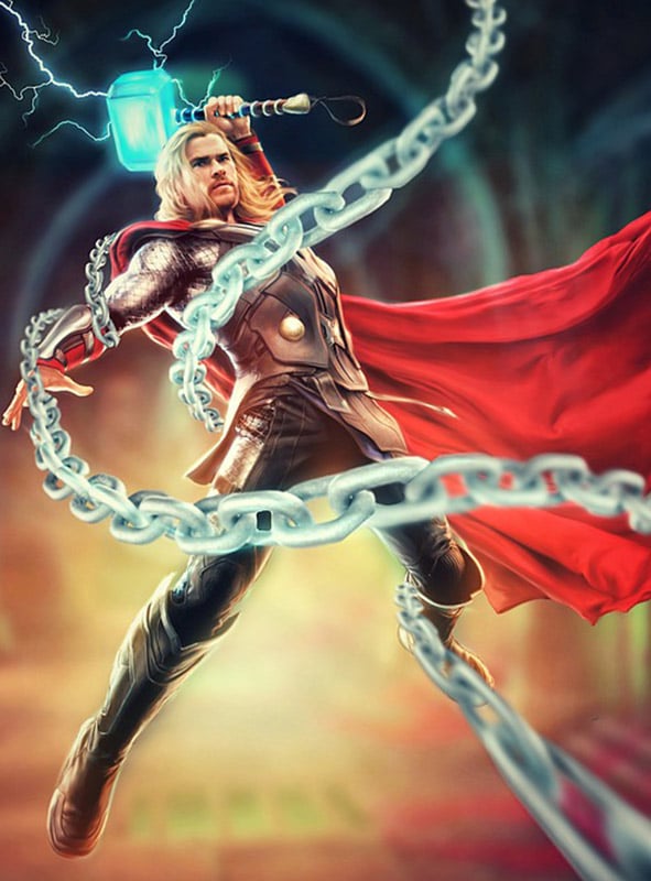 Représentation du dieu Thor par les studios Marvel - Mythologie nordique - dieux viking